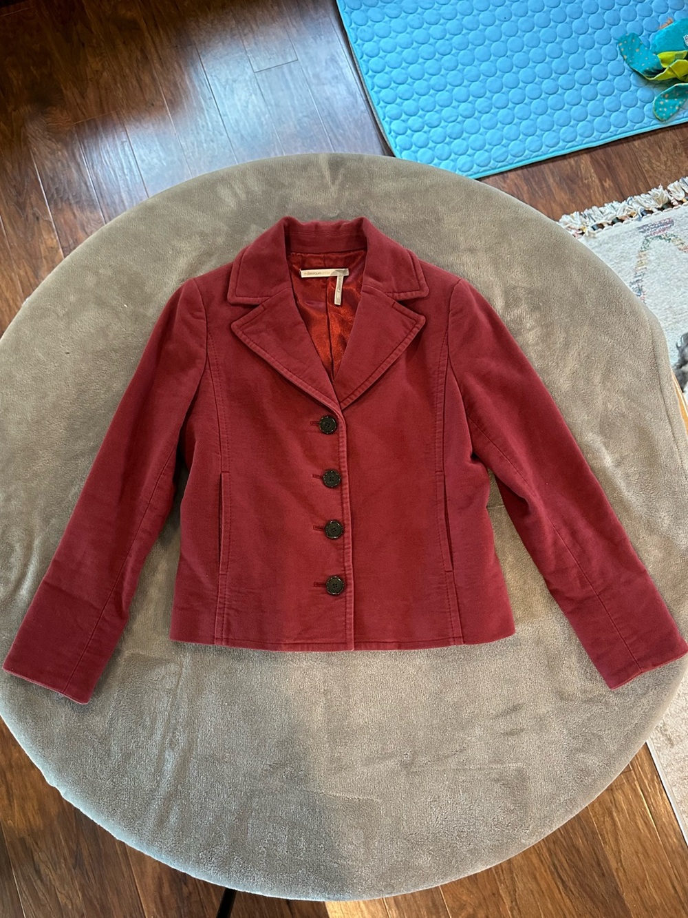 Classiques Entier Burgundy Velvet Button Blazer